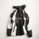 Daiwing春季男士韩版夹克 黑白拼接青少年潮人薄款长袖外套衫男装