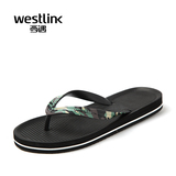 Westlink西遇男鞋2016夏季新款迷彩人字拖平底沙滩拖低跟男凉拖