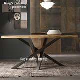 LOFT美式北欧复古简约实木铁艺餐桌长方形酒吧咖啡厅桌椅办公桌