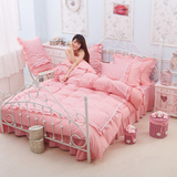 韩版公主风纯棉四件套全棉秋冬花边床上4件套1.5米被套1.8m床单式