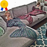 韩国代购蔡依林同款美人鱼尾巴沙发毯盖毯加厚绒毯手工编织羊毛毯