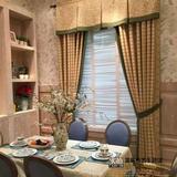 简约现代美式乡村亚麻提花海蓝条纹窗帘书房卧室客厅可定制