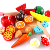 水果蔬菜切切看桶装磁性切切乐男女孩过家家厨房儿童木制玩具包邮