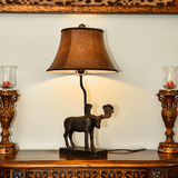 美式乡村欧式复古创意个性奢华卧室床头客厅麋鹿调光LED装饰台灯
