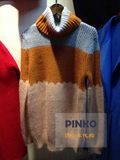 意大利PINKO 正品代购宽条纹拼色高领气质毛衣