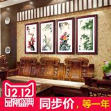 中式客厅挂画 梅兰竹菊红色实木有框画 家居沙发背景墙装饰画挂画