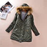 B10-3外贸女装冬季新款韩版百搭中长款夹棉加厚保暖棉衣外套1.0