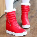 黑 白 红色 女鞋冬季女士棉鞋棉靴高跟内增高加厚保暖冬靴雪地靴