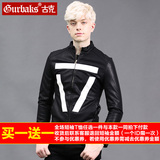Gurbaks2015秋冬新款韩版修身机车型男夹克外套上装修身黑色皮衣