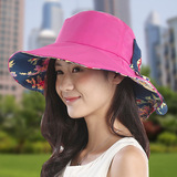 女夏季大檐遮阳帽太阳防晒帽 防紫外线大沿棉麻帽 可折叠沙滩凉帽