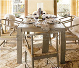 美式新古典做旧全实木可拉伸长方形餐桌 宜家田园折叠桦木餐桌椅