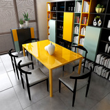 现代简约北欧餐桌餐椅组合家具饭桌长方形钢化玻璃餐桌一桌四椅