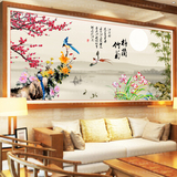 3D印花十字绣梅兰竹菊新款客厅2米系列大幅风景画中国风梅花竹子