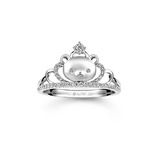 香港代购六福珠宝轻松小熊系列18K白色黄金皇冠钻石戒指公主戒指
