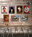 欧美复古酒吧铁皮画木板画啤酒红酒主题墙壁装饰画可定制铁木板画