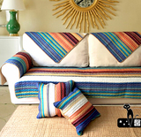 地中海双面时尚条纹冬夏飘窗垫子沙发垫布艺坐垫加厚纯棉