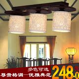 中式古典LED吸顶灯餐厅灯三头现代陶瓷灯客厅灯茶厅卧室灯书房灯