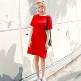 韩国代购Cherrykoko正品直邮 夏新款 超可爱的减龄圆领中袖连衣裙