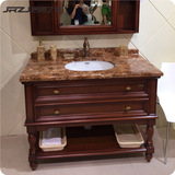 美式浴室柜组合橡木实木欧式洗漱台大理石卫浴柜落地洗手洗脸台柜
