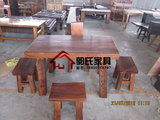 冲钻GS161实木仿古中式家具 榆木功夫茶台厚板茶桌椅组合茶几整装