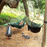 专利品旅行家降落伞布防蚊吊床便携野营加宽两用单人带蚊帐吊床