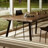 北欧美式乡村LOFT实木餐桌椅组合仿古铁艺餐桌长方形餐桌复古饭桌