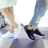 七彩发光鞋 男女同款情侣鞋 USB充电LED夜光灯鞋内增高星星款板鞋