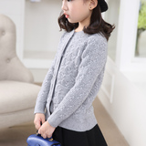 2015新款秋季女童毛衣外套 儿童麻花针织开衫 中厚童装纯色针织衫
