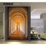 大型3D立体欧式过道壁画 客厅走廊玄关竖版背景墙纸壁纸延伸空间