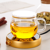 左茗右器透明过滤玻璃花茶杯耐热绿茶红茶杯子泡柠檬牛奶水杯带把