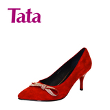 专柜代购 Tata他她女鞋新款绒面女单鞋职业女鞋 婚鞋V3045  V3047
