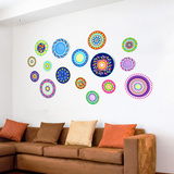 个性创意彩色盘子餐厅墙贴纸客厅沙发背景墙壁装饰可移除自粘贴画