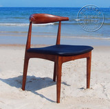 欧式餐椅咖啡厅商务洽谈椅牛角椅成人餐座椅实木家庭用椅厂家直销