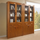 实木框架白蜡木书柜现代简约中式两门书柜四门书柜组合一米书柜
