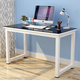 简约钢化玻璃电脑桌 台式家用简易办公桌 现代钢木写字台学习书桌
