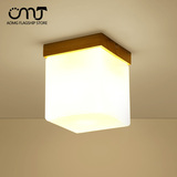 韩式LED单头吸顶灯 简约 方形过道阳台玄关小吸顶灯 实木卧室灯具