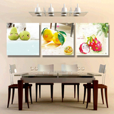 现代餐厅装饰画简约无框画 三联画壁画挂画饭厅墙画 可爱水果