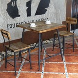 美式定制铁艺实木餐椅复古咖啡厅酒吧阳台 桌椅 靠背电脑休闲椅