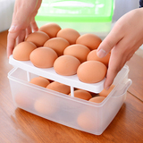 手提双层鸡蛋收纳盒 冰箱整理保鲜盒塑料盒子长方形便携冰箱收纳