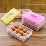 厨房多格双层鸡蛋盒子保鲜盒 冰箱鸡蛋收纳盒 户外便携塑料蛋托