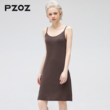 Pzoz欧洲站背心吊带女夏中长款T恤裙纯色百搭打底衫上衣外穿H6321