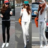 2016春季新款薄款韩版女装休闲运动套装两件套时尚跑步运动服包邮
