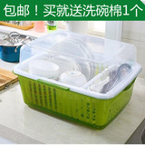 装碗筷收纳盒放碗带盖收纳箱碗架沥水架洗碗碟架碗柜塑料厨房餐具