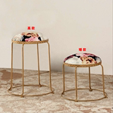 茶几凳布艺凳 折叠凳板凳矮凳办公椅时尚欧式创意小圆凳子 餐桌椅