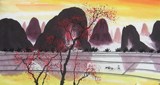 水墨纯手绘国画山水三尺桂林山水玄关客厅中堂横幅字画QT6052524
