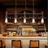 美式创意工业风五头水管吊灯 loft复古铁艺怀旧酒吧咖啡厅吊灯
