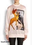 法国代购 Givenchy/纪梵希 真丝粉色小鹿斑比长袖卫衣