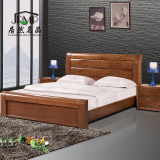 实木床双人床1.8米 榆木床高箱床厚重款 现代中式婚床 卧室家具