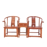 红木家具缅甸花梨木圈椅三件套中式仿古实木卧室椅子圈椅太师椅