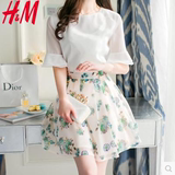 H＆M代购女套装裙雪纺韩版修身长袖2016连衣裙女装短裙两件套HM潮